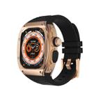 For Apple Watch Ultra 49mm Armor Stainless Steel Case TPU Watch Band(Rose Gold Black) - 1