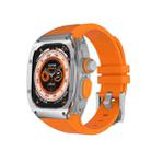 For Apple Watch Ultra 49mm Armor Stainless Steel Case TPU Watch Band(Silver Orange) - 1