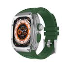 For Apple Watch Ultra 49mm Armor Stainless Steel Case TPU Watch Band(Silver Green) - 1