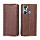 For Infinix Hot 12 Pro Grid Texture Magnetic Flip Leather Phone Case(Brown) - 1