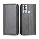 For Infinix Hot 12i Grid Texture Magnetic Flip Leather Phone Case(Grey) - 1