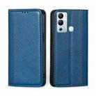 For Infinix Hot 12i Grid Texture Magnetic Flip Leather Phone Case(Blue) - 1