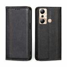 For Infinix Hot 20i Grid Texture Magnetic Flip Leather Phone Case(Black) - 1