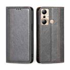 For Infinix Hot 20i Grid Texture Magnetic Flip Leather Phone Case(Grey) - 1