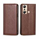 For Infinix Hot 20i Grid Texture Magnetic Flip Leather Phone Case(Brown) - 1