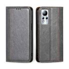 For Infinix Note 11 Grid Texture Magnetic Flip Leather Phone Case(Grey) - 1