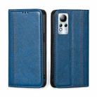 For Infinix Note 11 Grid Texture Magnetic Flip Leather Phone Case(Blue) - 1