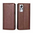 For Infinix Note 11 Grid Texture Magnetic Flip Leather Phone Case(Brown) - 1