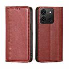 For Infinix Smart 7 Grid Texture Magnetic Flip Leather Phone Case(Red) - 1