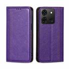 For Infinix Smart 7 Grid Texture Magnetic Flip Leather Phone Case(Purple) - 1