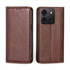 For Infinix Smart 7 Grid Texture Magnetic Flip Leather Phone Case(Brown) - 1