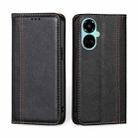 For Tecno Camon 19 / 19 Pro Grid Texture Magnetic Flip Leather Phone Case(Black) - 1