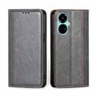 For Tecno Camon 19 / 19 Pro Grid Texture Magnetic Flip Leather Phone Case(Grey) - 1