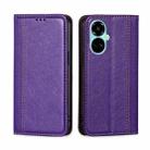 For Tecno Camon 19 / 19 Pro Grid Texture Magnetic Flip Leather Phone Case(Purple) - 1