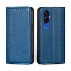 For Tecno Pova 4 Pro Grid Texture Magnetic Flip Leather Phone Case(Blue) - 1