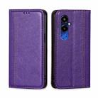 For Tecno Pova 4 Pro Grid Texture Magnetic Flip Leather Phone Case(Purple) - 1