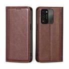 For Tecno Spark 8C / Spark GO 2022 Grid Texture Magnetic Flip Leather Phone Case(Brown) - 1