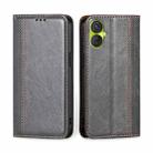 For Tecno Spark 9 Pro Grid Texture Magnetic Flip Leather Phone Case(Grey) - 1