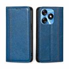 For Tecno Spark 10 4G Grid Texture Magnetic Flip Leather Phone Case(Blue) - 1