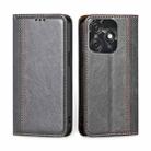 For Tecno Spark 10C Grid Texture Magnetic Flip Leather Phone Case(Grey) - 1