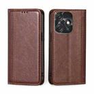 For Tecno Spark 10C Grid Texture Magnetic Flip Leather Phone Case(Brown) - 1