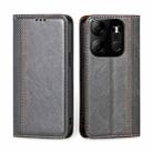 For Tecno Spark GO 2023/Pop 7/Pop 7 Pro Grid Texture Magnetic Flip Leather Phone Case(Grey) - 1