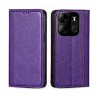 For Tecno Spark GO 2023/Pop 7/Pop 7 Pro Grid Texture Magnetic Flip Leather Phone Case(Purple) - 1