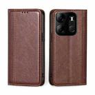 For Tecno Spark GO 2023/Pop 7/Pop 7 Pro Grid Texture Magnetic Flip Leather Phone Case(Brown) - 1