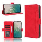 For Nokia C32 4G Skin Feel Calf Texture Card Slots Leather Phone Case(Red) - 1