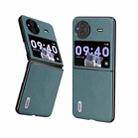 For vivo X Flip Genuine Leather Luolai Series Phone Case(Dark Green) - 1