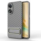 For OPPO Reno8 T 4G Wavy Textured Phone Case with Lens Film(Grey) - 1