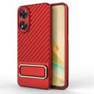 For OPPO Reno8 T 4G Wavy Textured Phone Case with Lens Film(Red) - 1