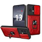 For Xiaomi 13 Sliding Camshield TPU+PC Phone Case with Card Slot(Red) - 1