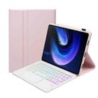 For Xiaomi Pad 6 / Pad 6 Pro A0N7-AS Lambskin Texture Ultra-thin Backlight Bluetooth Keyboard Leather Case with Touchpad(Pink) - 1