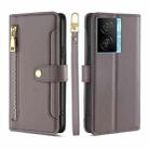 For vivo iQOO Z7x Sheep Texture Cross-body Zipper Wallet Leather Phone Case(Grey) - 1