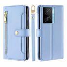 For vivo iQOO Z7x Sheep Texture Cross-body Zipper Wallet Leather Phone Case(Blue) - 1