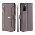 For OPPO A55S 5G Sheep Texture Cross-body Zipper Wallet Leather Phone Case(Grey) - 1