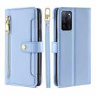 For OPPO A55S 5G Sheep Texture Cross-body Zipper Wallet Leather Phone Case(Blue) - 1