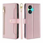 For Realme GT Neo5 SE Sheep Texture Cross-body Zipper Wallet Leather Phone Case(Pink) - 1