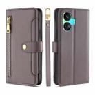 For Realme GT Neo5 SE Sheep Texture Cross-body Zipper Wallet Leather Phone Case(Grey) - 1