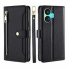 For Realme GT Neo5 SE Sheep Texture Cross-body Zipper Wallet Leather Phone Case(Black) - 1