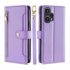 For Xiaomi Redmi Note 12 Turbo Sheep Texture Cross-body Zipper Wallet Leather Phone Case(Purple) - 1