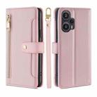 For Xiaomi Redmi Note 12 Turbo Sheep Texture Cross-body Zipper Wallet Leather Phone Case(Pink) - 1