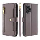 For Xiaomi Redmi Note 12 Turbo Sheep Texture Cross-body Zipper Wallet Leather Phone Case(Grey) - 1