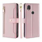 For Kyocera Digno SX3-KYG02 Sheep Texture Cross-body Zipper Wallet Leather Phone Case(Pink) - 1