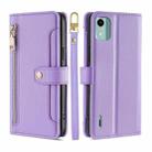 For Nokia C12 Sheep Texture Cross-body Zipper Wallet Leather Phone Case(Purple) - 1