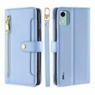 For Nokia C12 Sheep Texture Cross-body Zipper Wallet Leather Phone Case(Blue) - 1