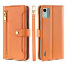 For Nokia C12 Sheep Texture Cross-body Zipper Wallet Leather Phone Case(Orange) - 1