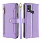 For Nokia C22 Sheep Texture Cross-body Zipper Wallet Leather Phone Case(Purple) - 1