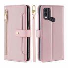 For Nokia C22 Sheep Texture Cross-body Zipper Wallet Leather Phone Case(Pink) - 1